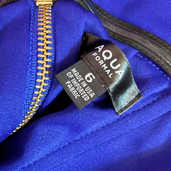 AQUA Off-the-Shoulder Scuba Crepe Gown Blue Women’s Sz 6 - Picture 5 of 8